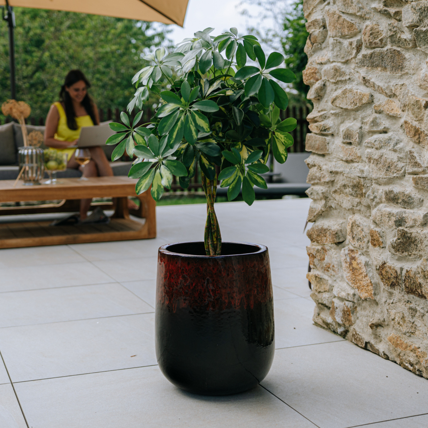 Pot DIANE 30x35cm noir & rouge