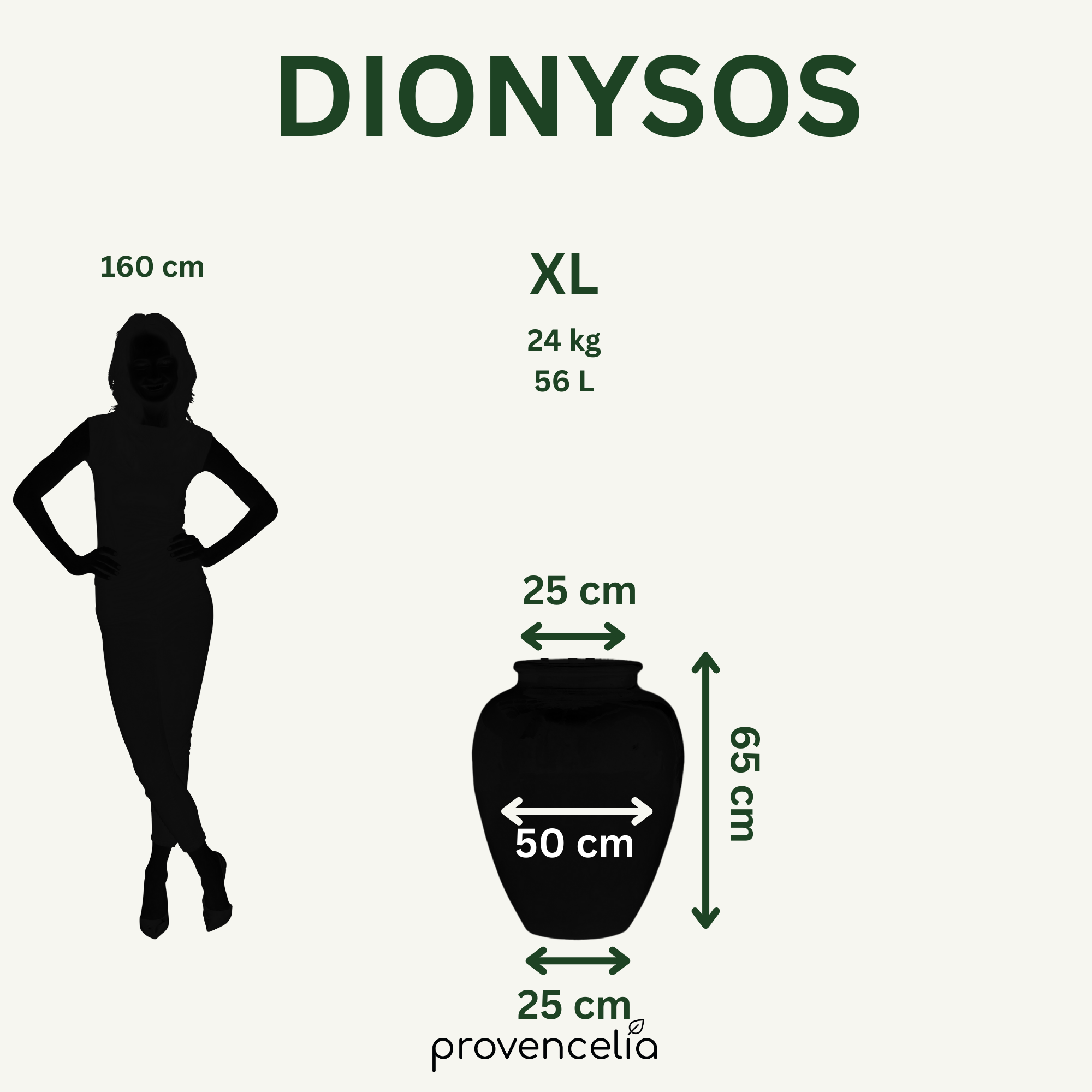 Pot DIONYSOS 50x65cm vert tropical