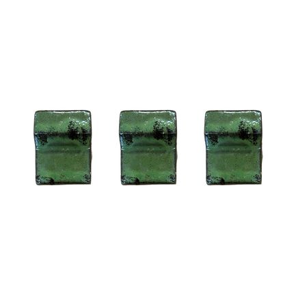 Lot de 3 pieds de pot 6cm vert profond fait à la main en terre cuite émaillée