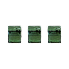 Lot de 3 pieds de pot 6cm vert profond fait à la main en terre cuite émaillée