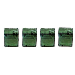 Lot de 4 pieds de pot 6cm vert profond fait à la main en terre cuite émaillée