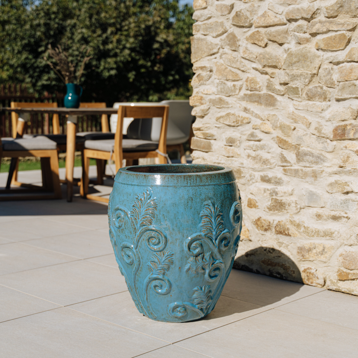 GAIA pot 53x57cm steel blue