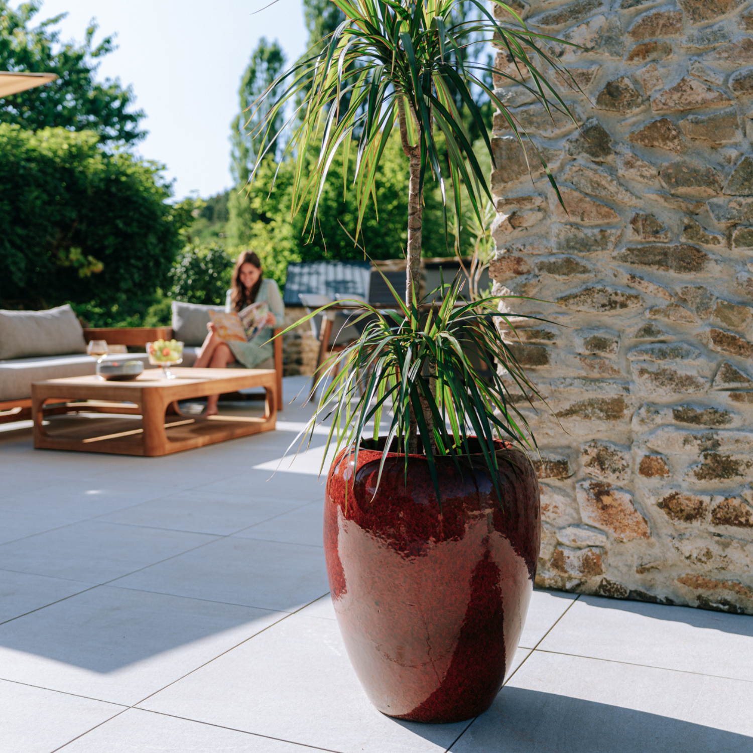 Pot GALILEE 40x50cm rouge tropical