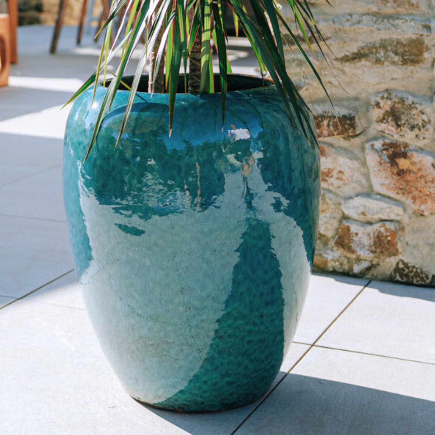 Pot GALILEE 50x60cm bleu acier