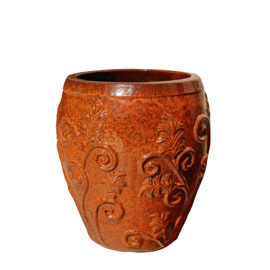 GAIA 53x57cm autumn rust, large handmade outdoor pot in glazed terracotta, frost-resistant