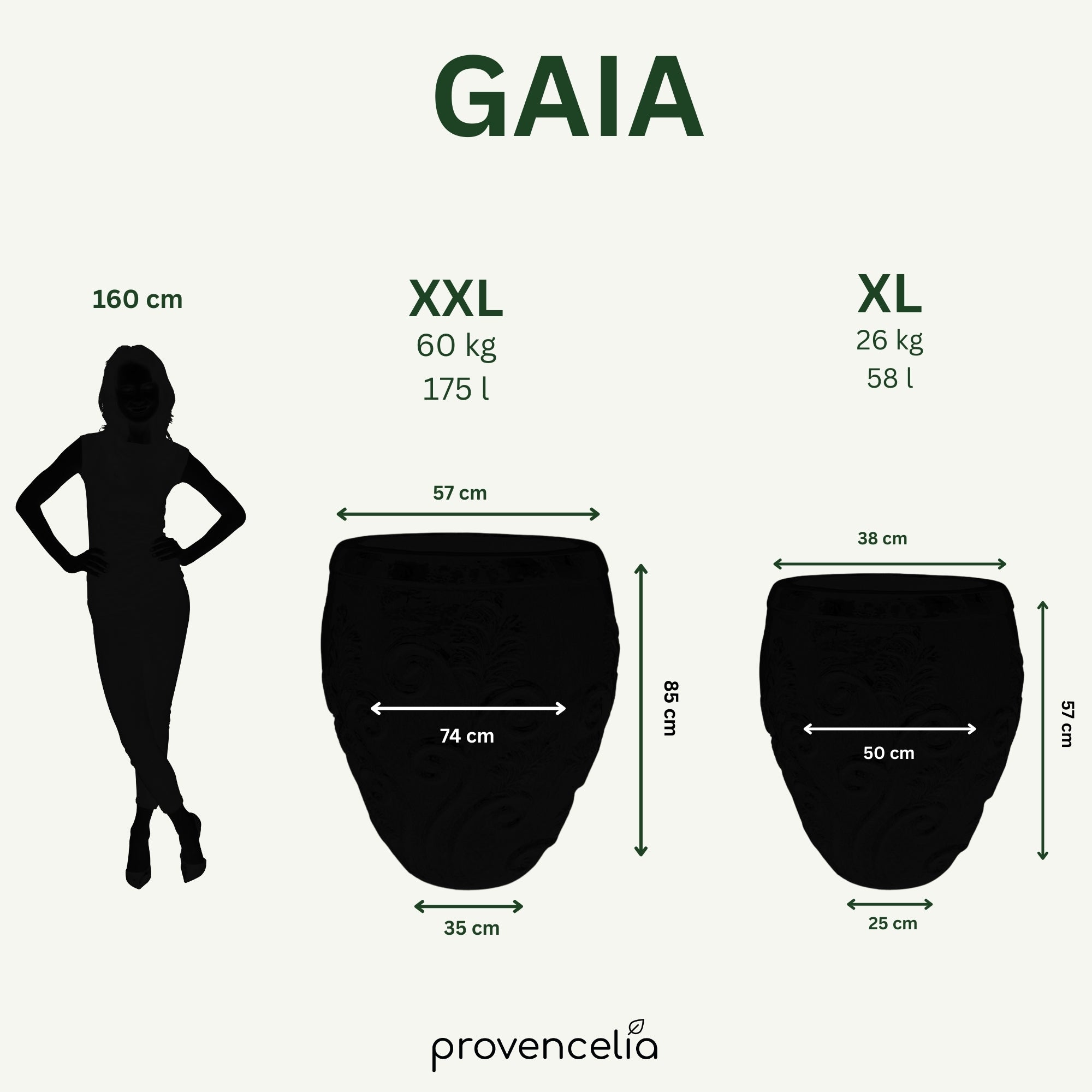 Pot GAIA 53x57cm crème