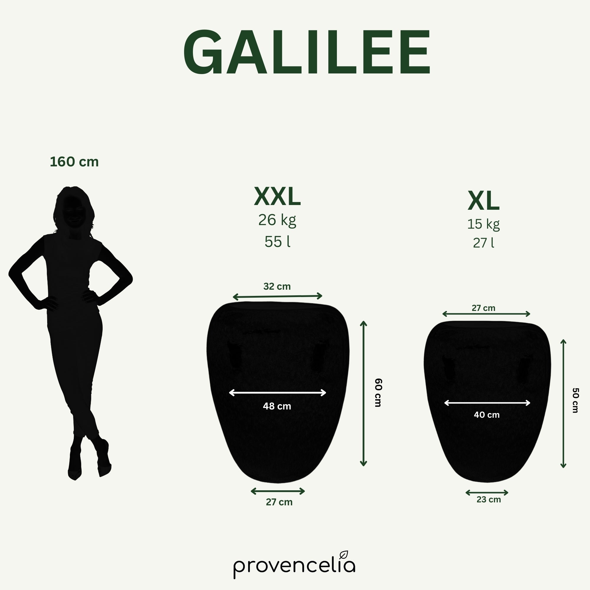 Pot GALILÉE 50x60cm vert de lac