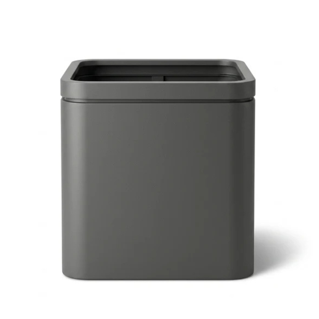 Lot olivier + pot infinity square 60x60cm anthracite, pot de grande taille fait main en acier inoxydable