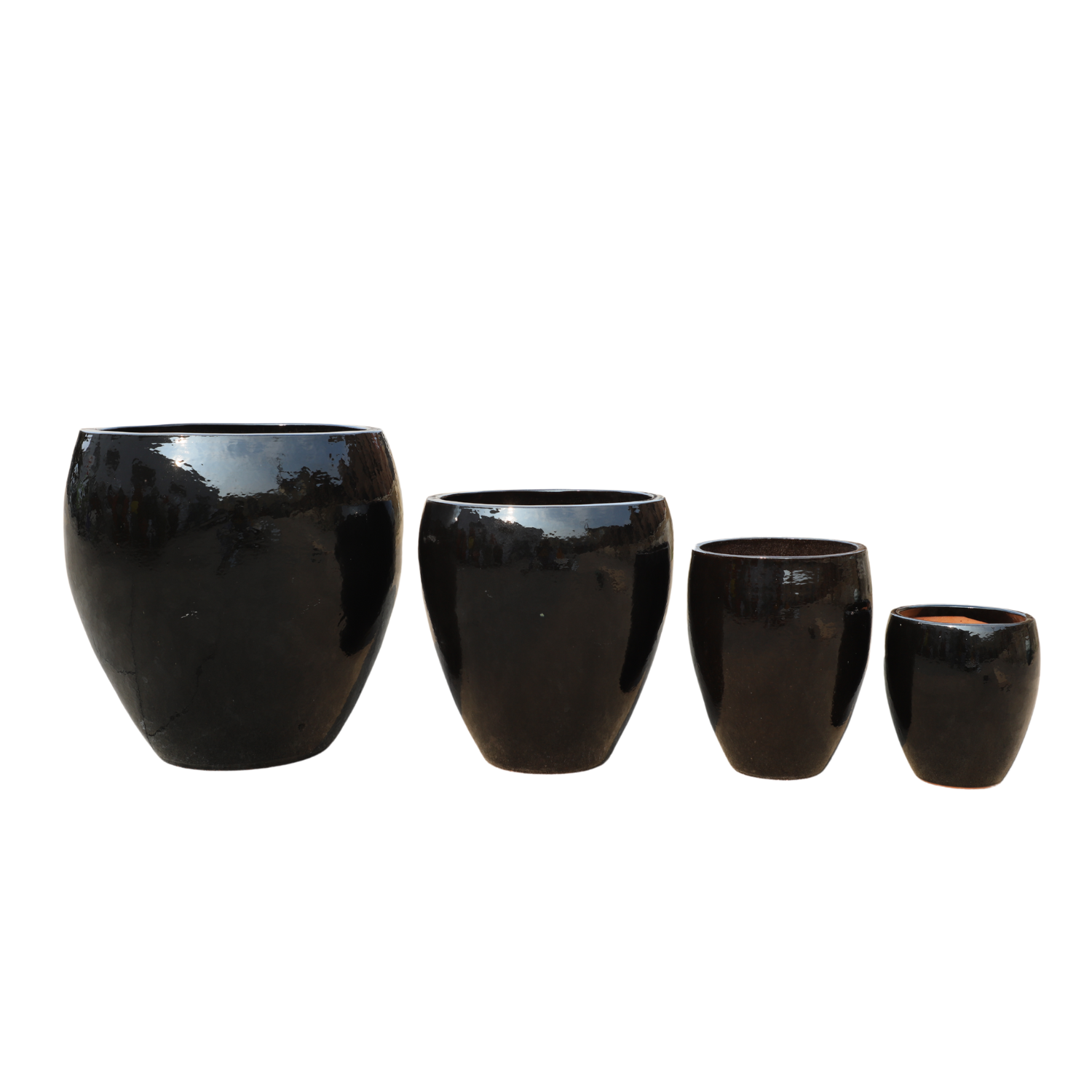 LAFONTAINE 68x68 cm, pot grande taille d'extérieur fait main en terre cuite émaillée, résistant au gel, noir