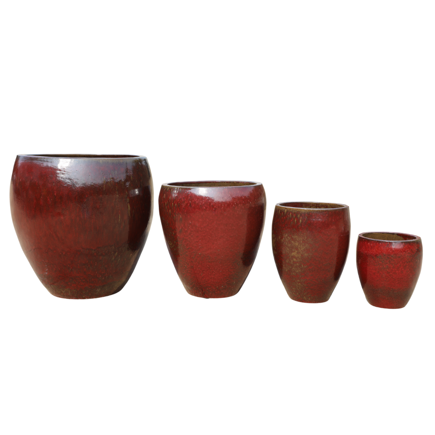 LAFONTAINE 68x68 cm, pot grande taille d'extérieur fait main en terre cuite émaillée, résistant au gel, rouge brique