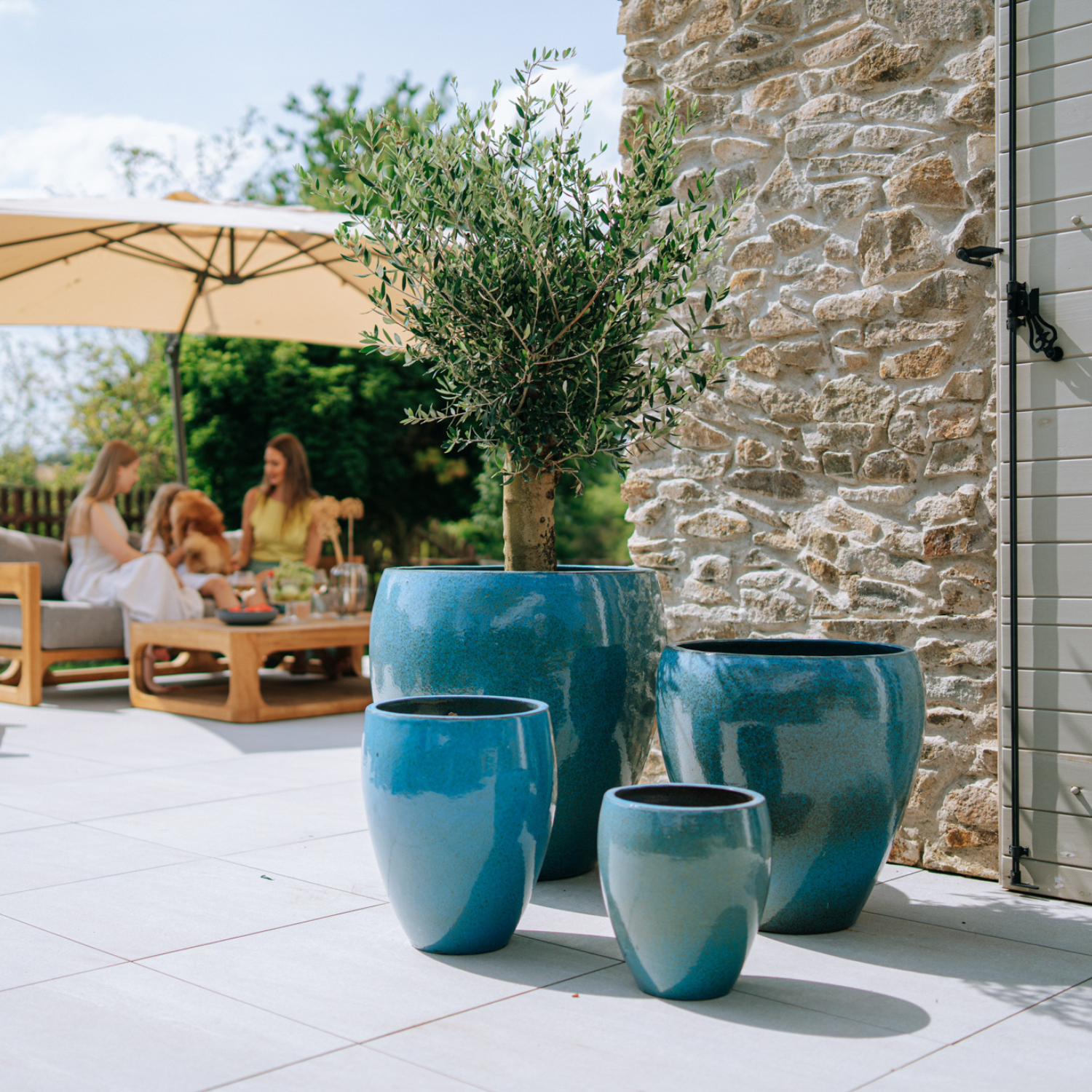 Pot LAFONTAINE 69x65cm bleu acier