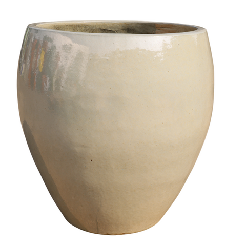 LAFONTAINE 68x68 cm, pot grande taille d'extérieur fait main en terre cuite émaillée, résistant au gel, perle