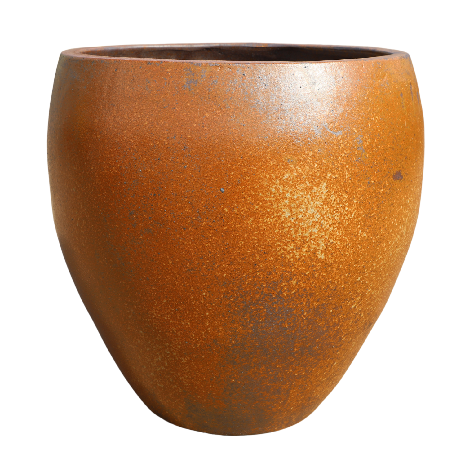 LAFONTAINE 68x68 cm, pot grande taille d'extérieur fait main en terre cuite émaillée, résistant au gel, iron finished