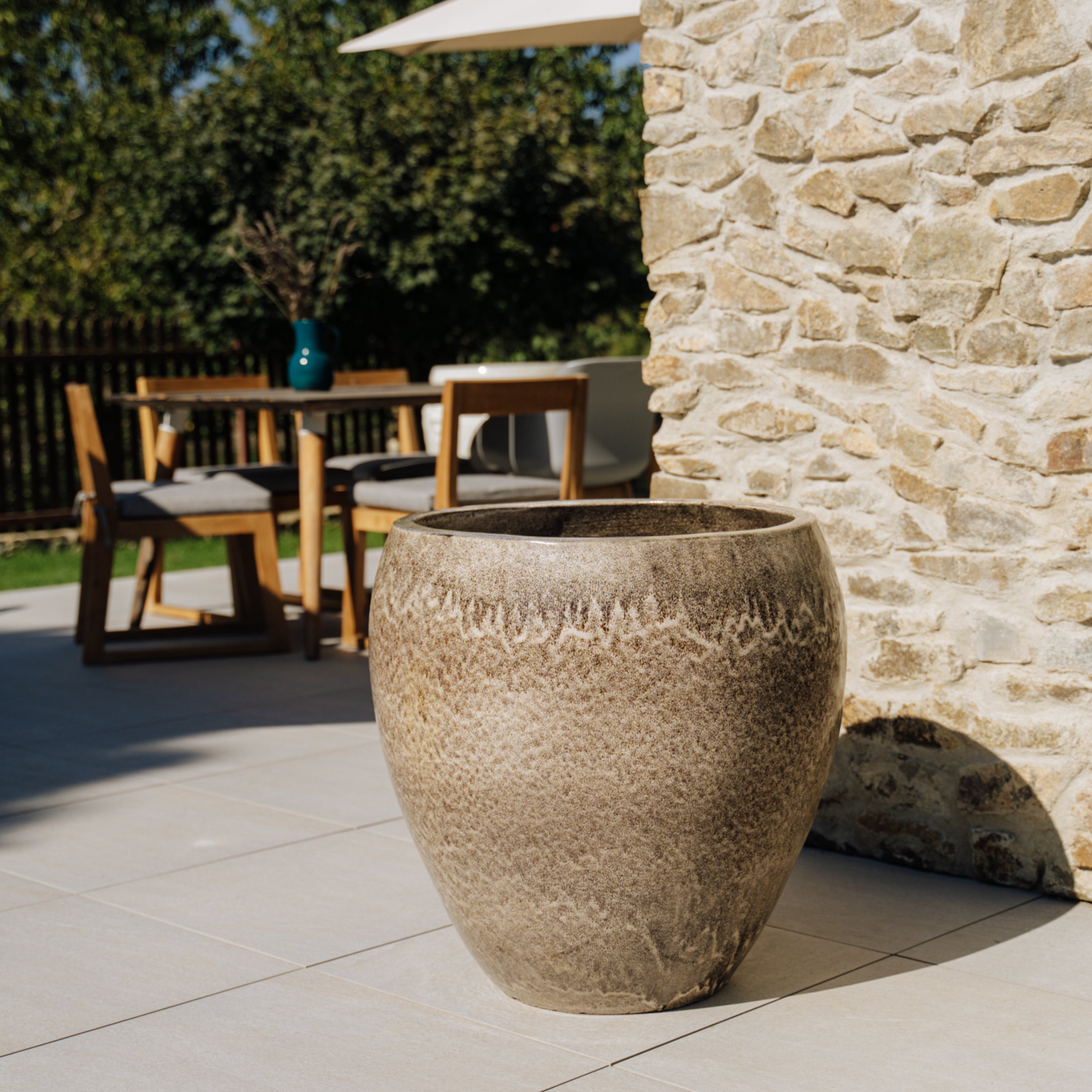 Pot LAFONTAINE 67x68cm tigre blanc