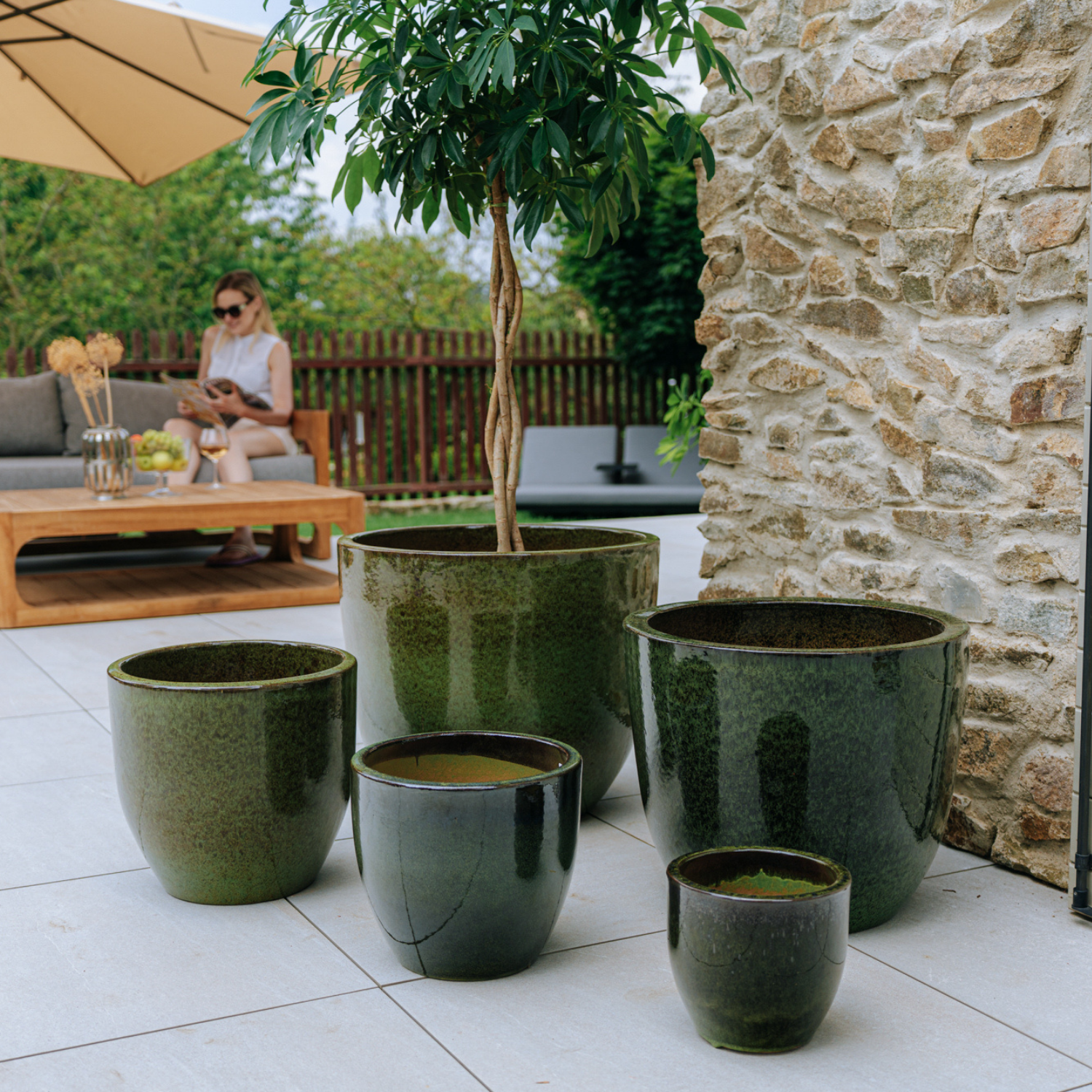 Pot LANCELOT 57x50cm vert tropical