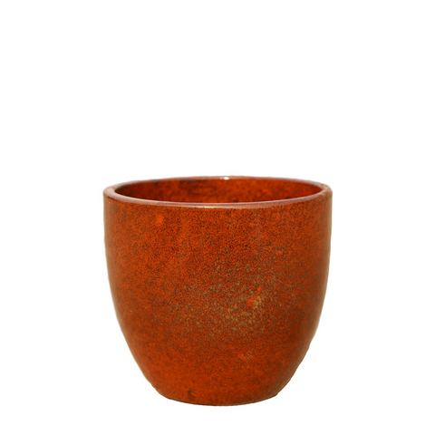 LANCELOT 21x19 cm, large outdoor pot, handmade in glazed terracotta, frost-resistant, autumn rust