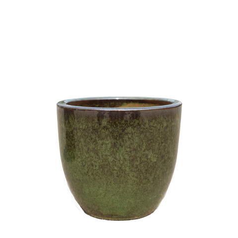 LANCELOT 21x19 cm, maceta grande para exteriores, hecha a mano en terracota esmaltada, resistente a las heladas, verde tropical