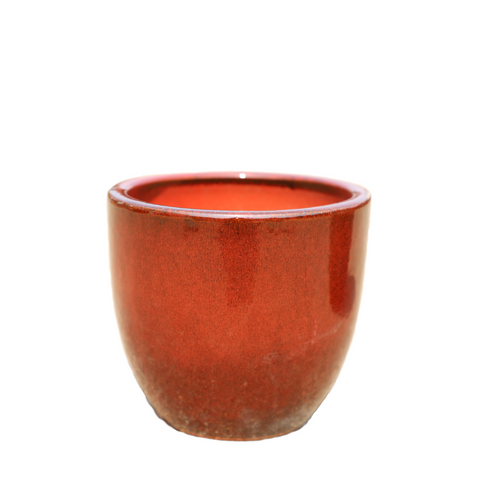 LANCELOT 29x26 cm, large outdoor pot, handmade in glazed terracotta, frost-resistant, tropical red
