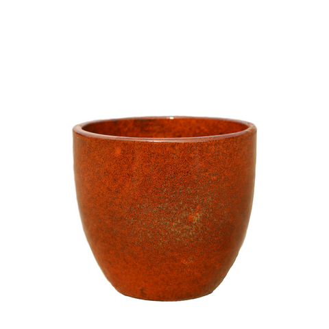 LANCELOT 29x26 cm, grande vaso da esterno, realizzato a mano in terracotta smaltata, resistente al gelo, ruggine autunnale