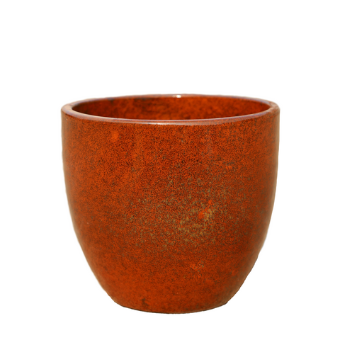 LANCELOT 36x34 cm, grande vaso da esterno, realizzato a mano in terracotta smaltata, resistente al gelo, ruggine autunnale