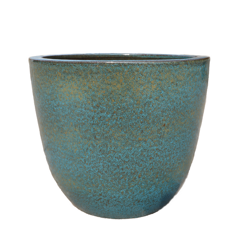 LANCELOT 47x41 cm, maceta grande para exteriores, hecha a mano en terracota esmaltada, resistente a las heladas, azul hierro