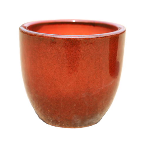 LANCELOT 57x50 cm, large outdoor pot, handmade in glazed terracotta, frost-resistant, tropical red