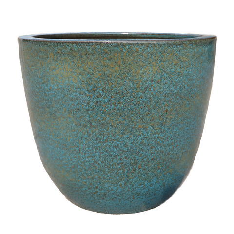 LANCELOT 57x50 cm, grande vaso da esterno, realizzato a mano in terracotta smaltata, resistente al gelo, blu ferro