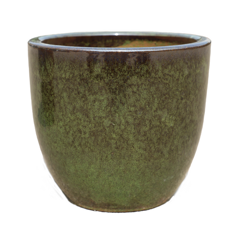LANCELOT 57x50 cm, grande vaso da esterno, realizzato a mano in terracotta smaltata, resistente al gelo, verde tropicale