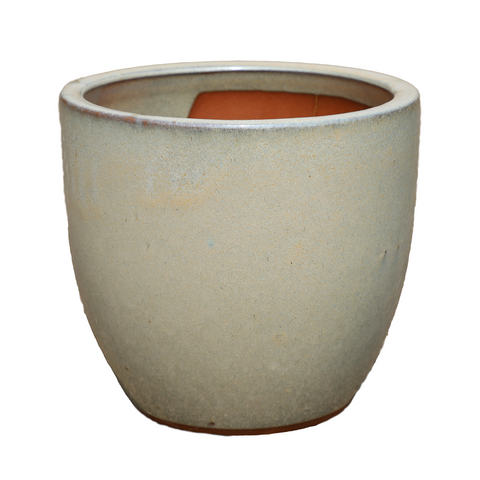LANCELOT 57x50 cm, grande vaso da esterno, realizzato a mano in terracotta smaltata, resistente al gelo, perla