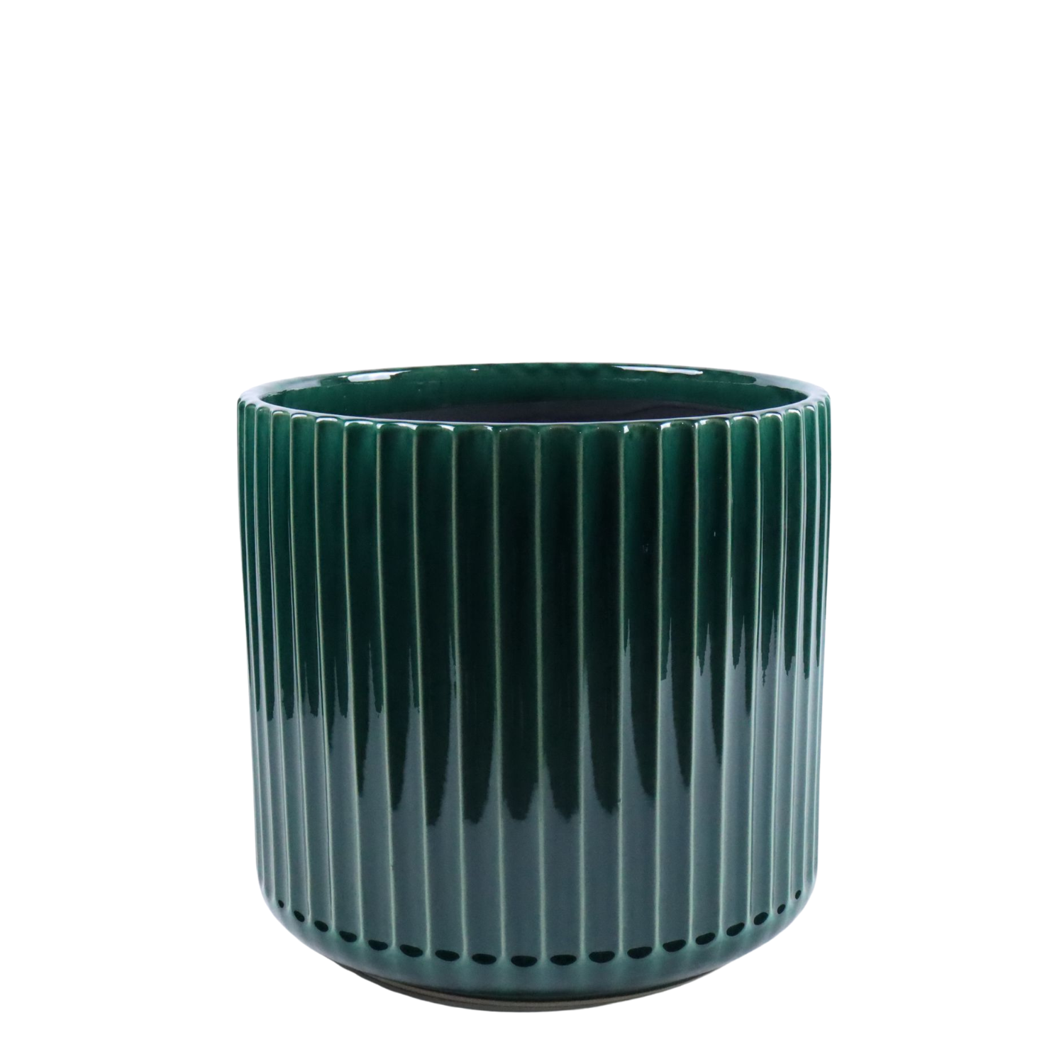 LONDON 29x30 cm, pot grande taille d'extérieur fait main en terre cuite émaillée, résistant au gel, vert sapin
