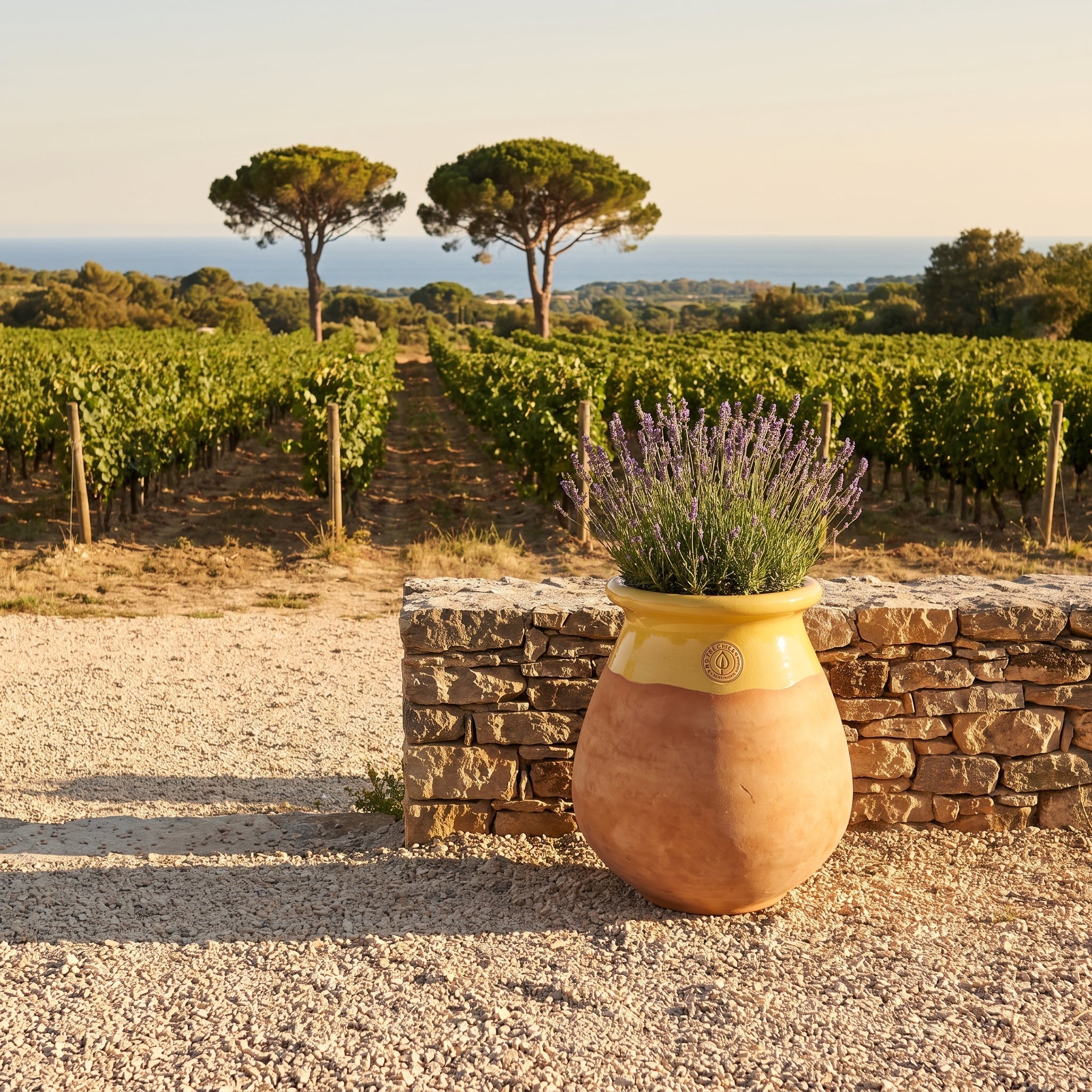 MADE IN PROVENCE Biot 85cm in whitewashed terracotta, honey-glazed rim