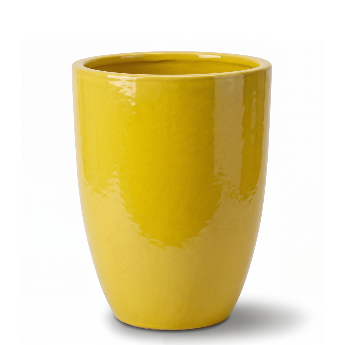 Pot MAZARIN2 décoratif 45x60 cm citron acidulé en terre cuite émaillée, vue de face sur fond blanc