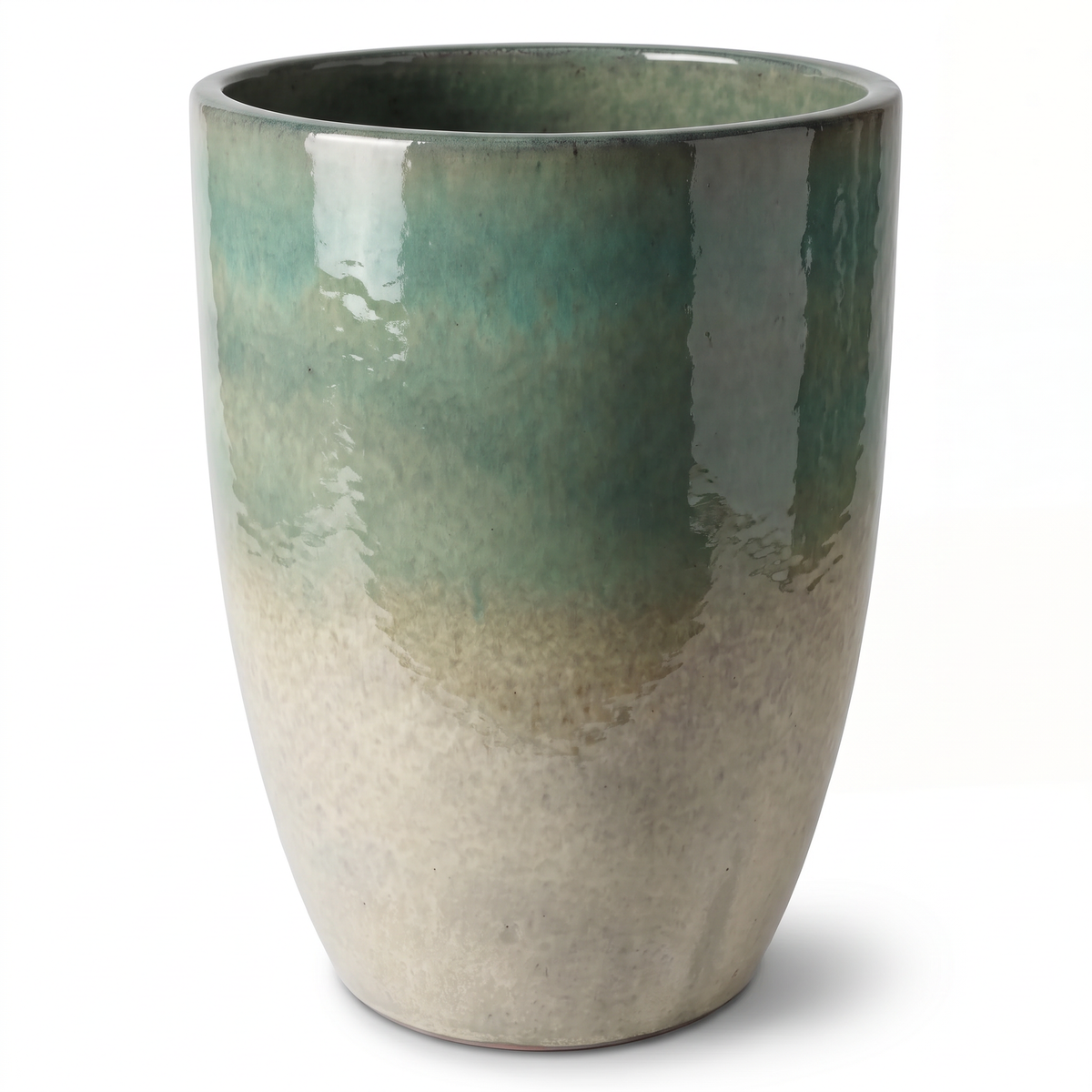 Pot MAZARIN2 décoratif 57x70 cm brume d’été en terre cuite émaillée, vue de face sur fond blanc