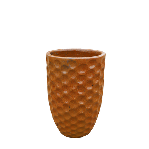 MEROVÉE 23x35 cm, pot grande taille d'extérieur fait main en terre cuite émaillée, résistant au gel, iron finished