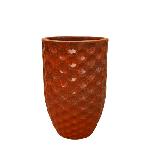 MEROVÉE 30x45 cm, pot grande taille d'extérieur fait main en terre cuite émaillée, résistant au gel, rouille d'automne