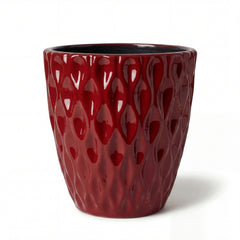 MONET 48x48cm rouge impérial, pot de grande taille d'extérieur fait main en terre cuite émaillée, résistant au gel