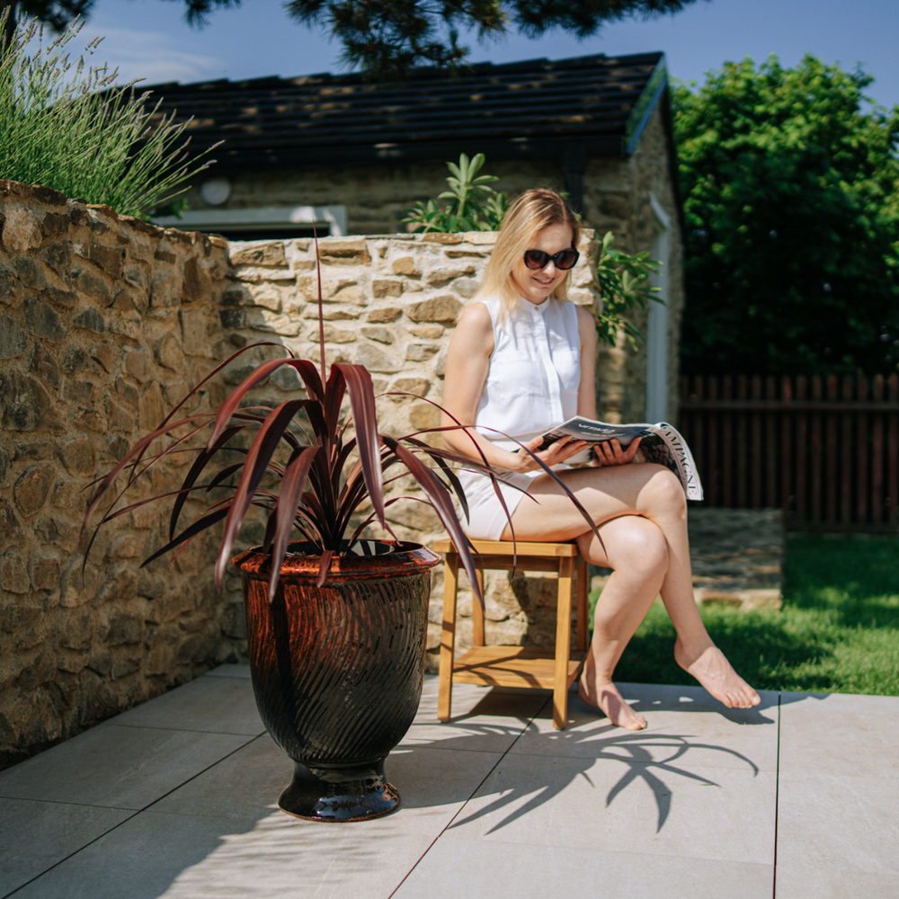 Planter MORGANE 42x52cm black and orange