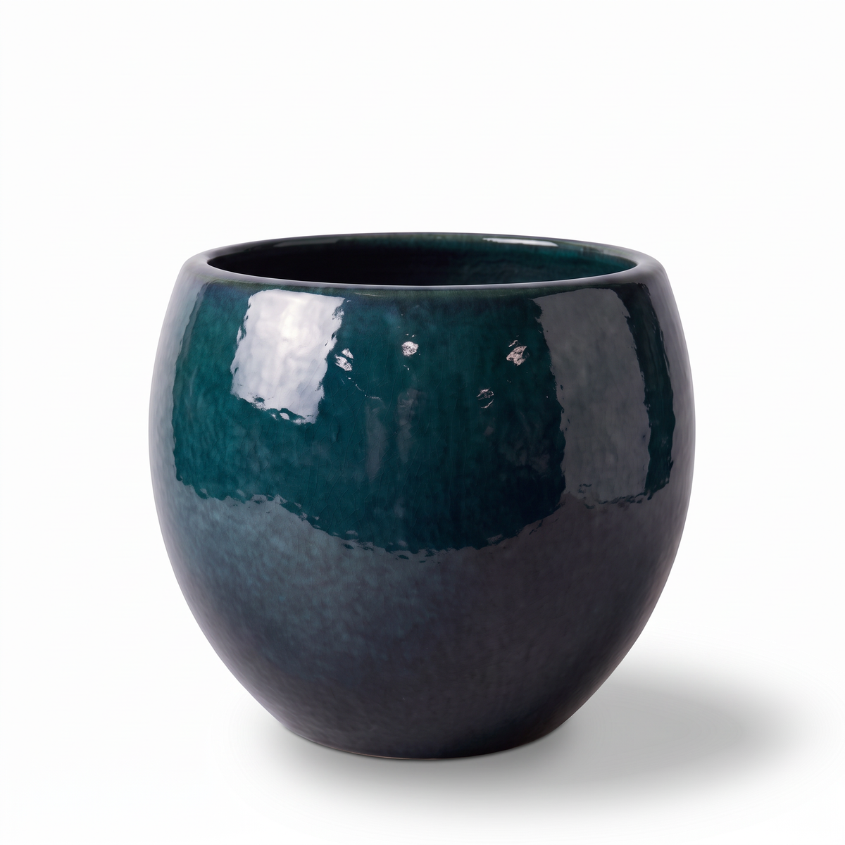 Pot MOZART décoratif 43x35 cm saphir en terre cuite émaillée, vue de face sur fond blanc
