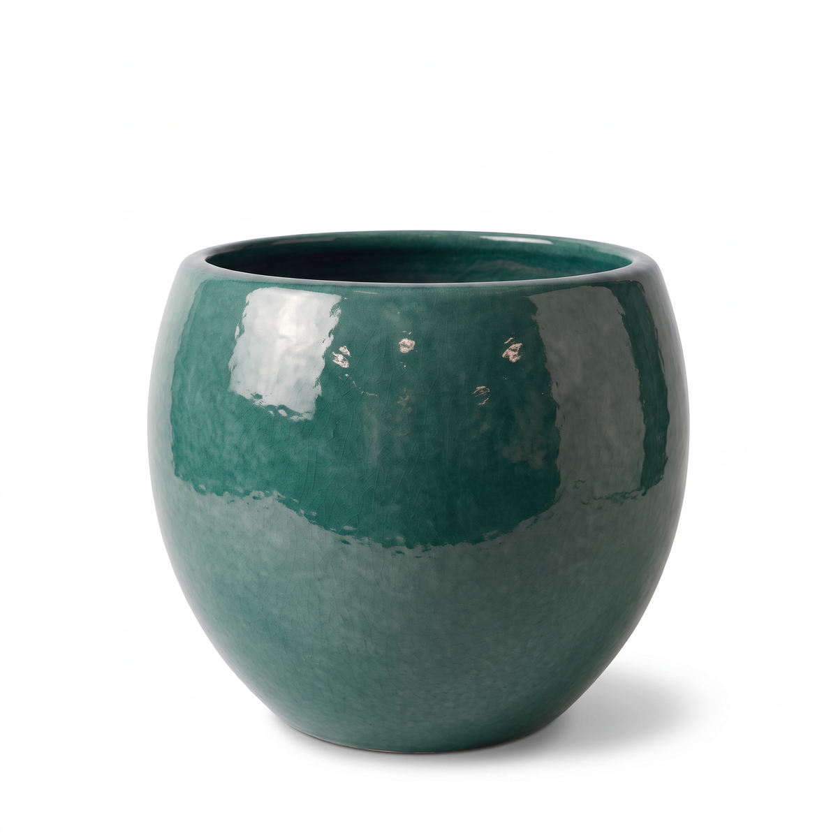 Pot MOZART décoratif 43x35 cm brume de jade en terre cuite émaillée, vue de face sur fond blanc