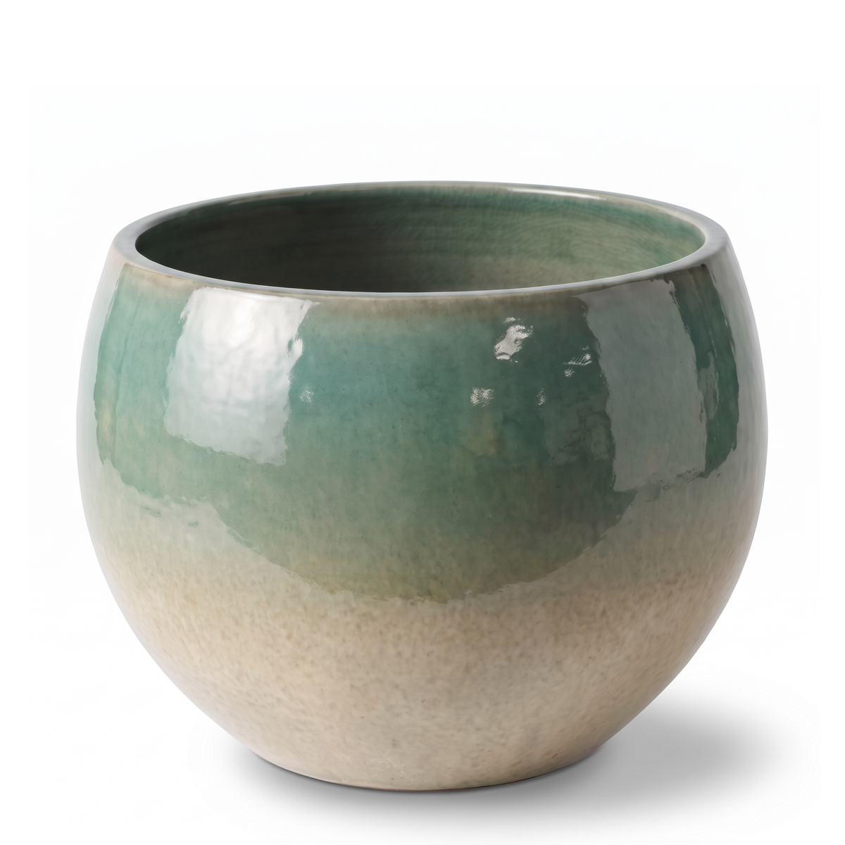 Pot MOZART décoratif 56x42 cm brume d’été en terre cuite émaillée, vue de face sur fond blanc