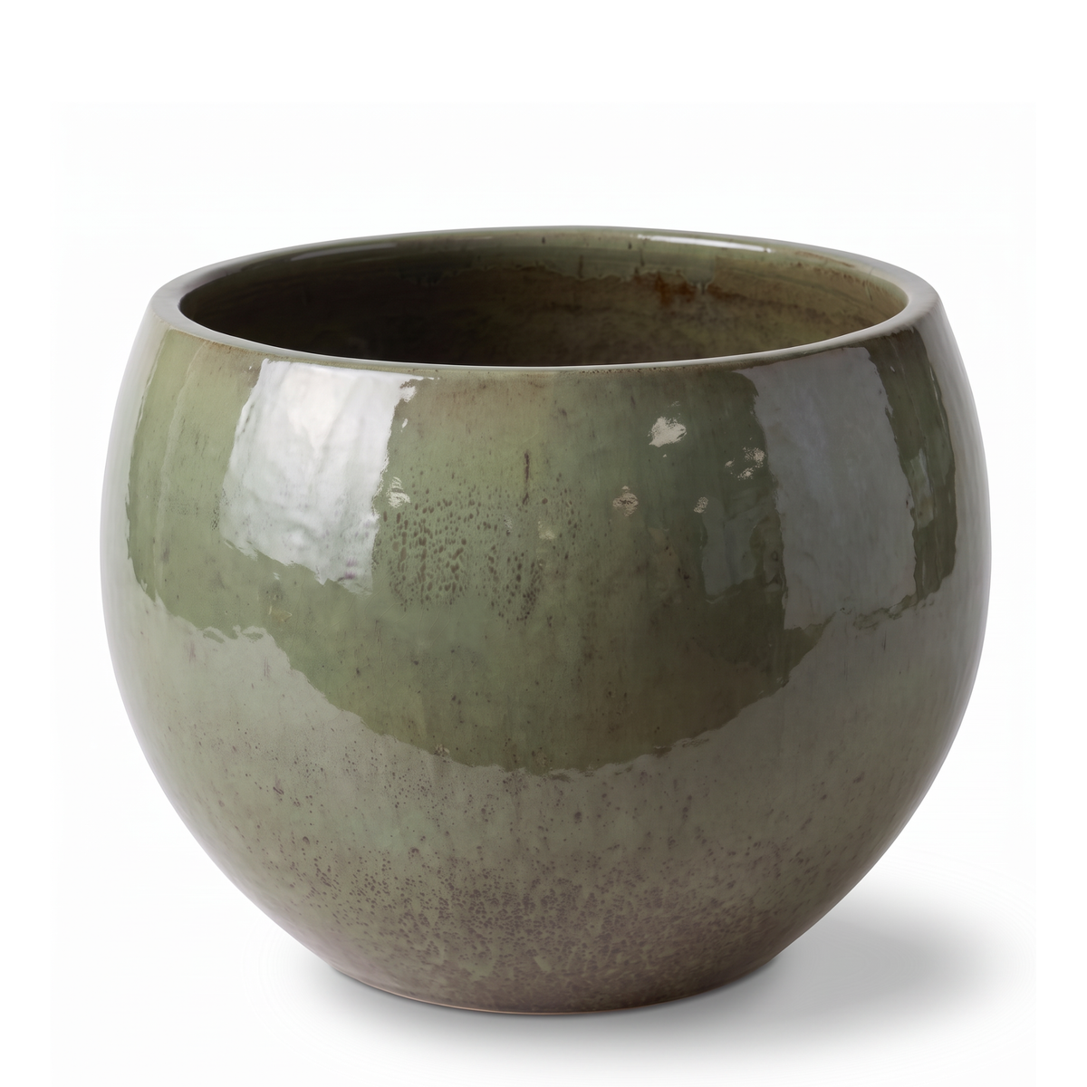 Pot MOZART décoratif 56x42 cm vert crème en terre cuite émaillée, vue de face sur fond blanc