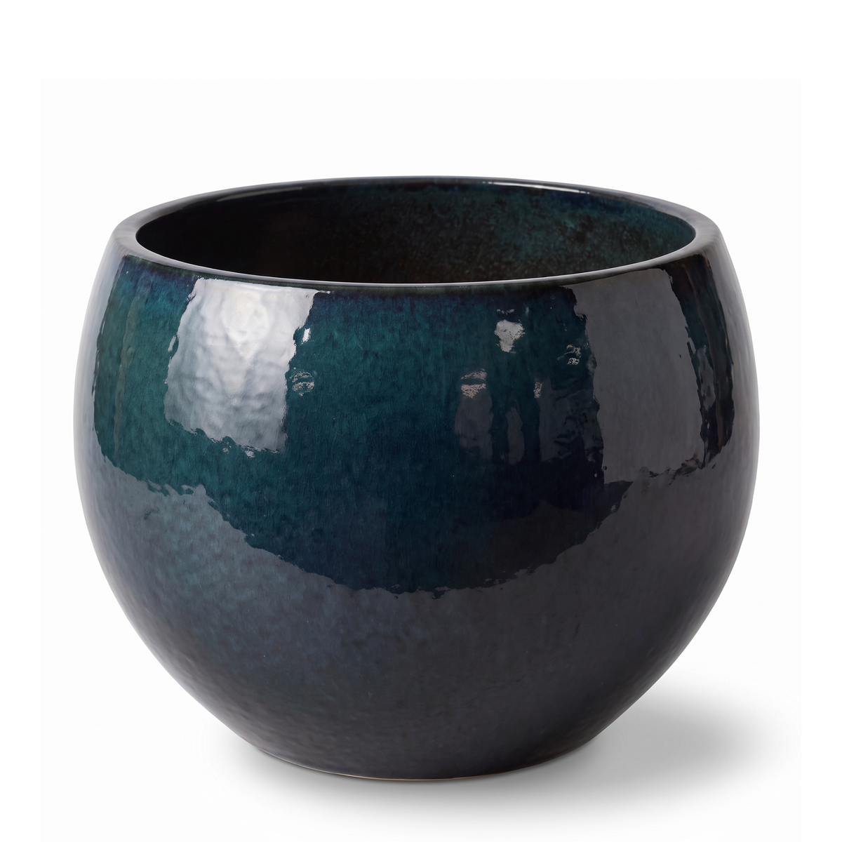Pot MOZART décoratif 56x42 cm saphir en terre cuite émaillée, vue de face sur fond blanc