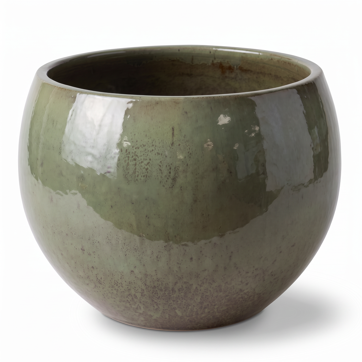 Pot MOZART décoratif 70x52 cm vert crème en terre cuite émaillée, vue de face sur fond blanc