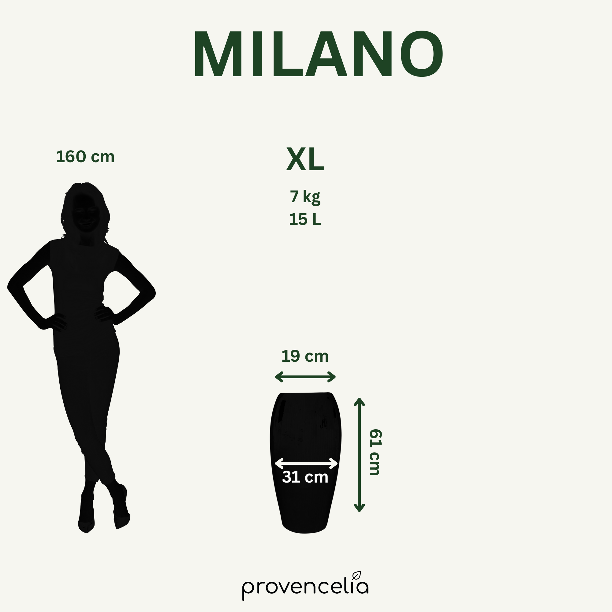 Pot MILANO 31x61cm jade