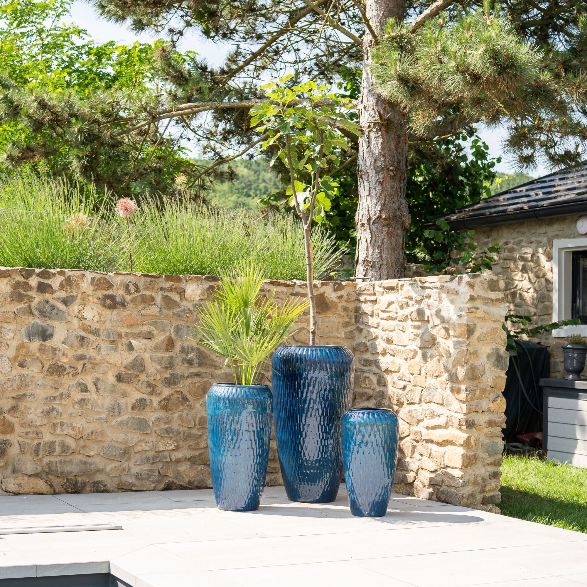 Pot POMPADOUR 36x69cm bleu outremer