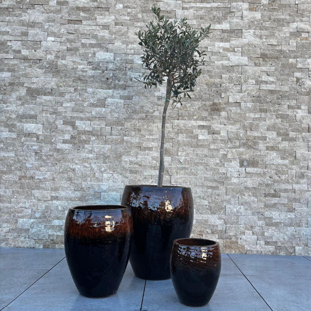 Vaso POSEIDON2 28x31cm nero e arancione