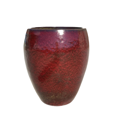 POSEIDON2 36x43cm, pot grande taille d'extérieur fait main en terre cuite émaillée, résistant au gel, rouge brique