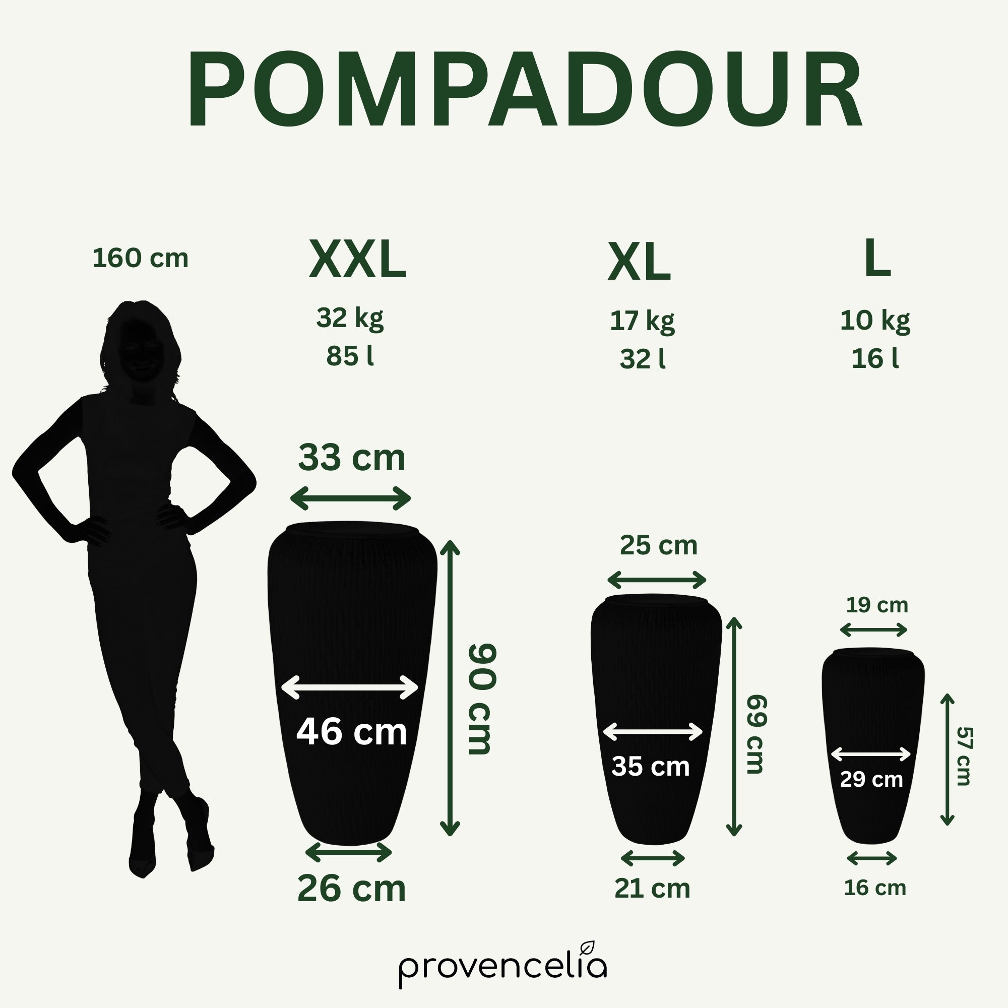 Pot POMPADOUR 36x69cm violet clair