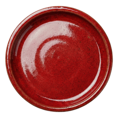 Soucoupe 34cm rouge impérial faite à la main en terre cuite émaillée