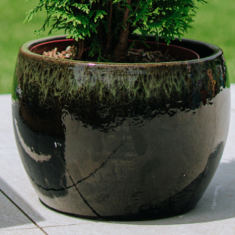 Maceta ROMULUS 21x15cm negro y verde